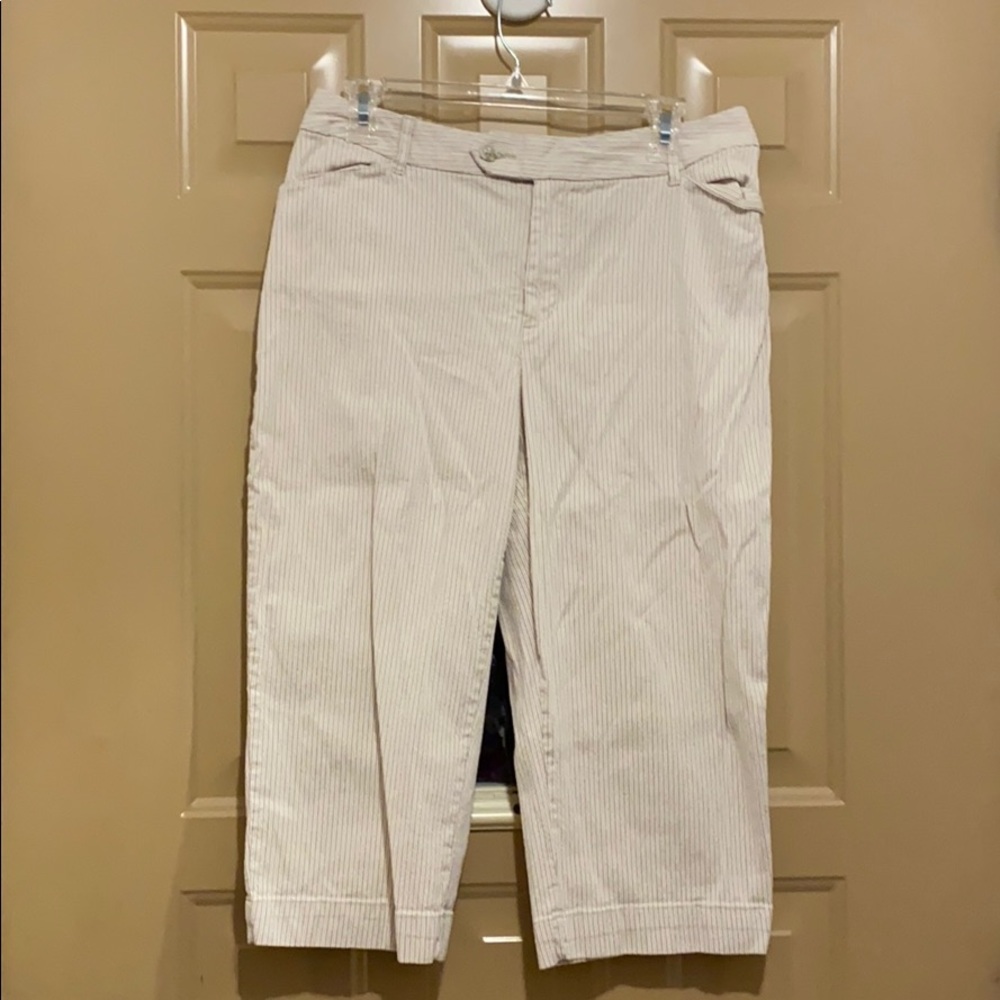 St. John’s Bay Tan & White stripe Capri size 12